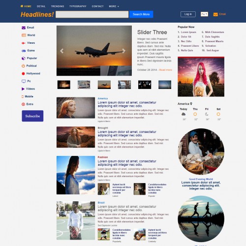 News Bootstrap Template Home Page Design
