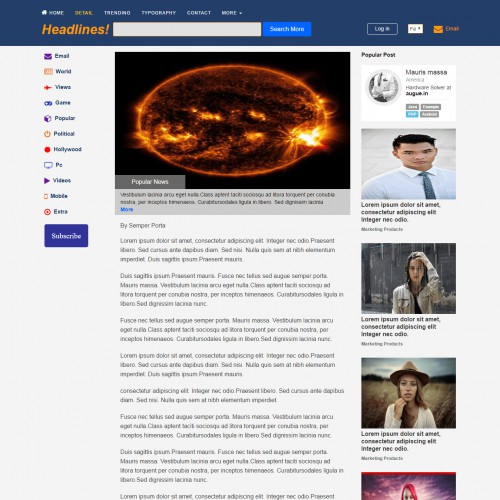 News Detail Web Page Design Template