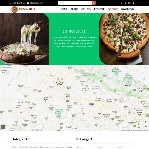 Pizza shop template bootstrap contact page