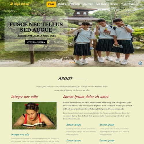 Responsive one page school website template free