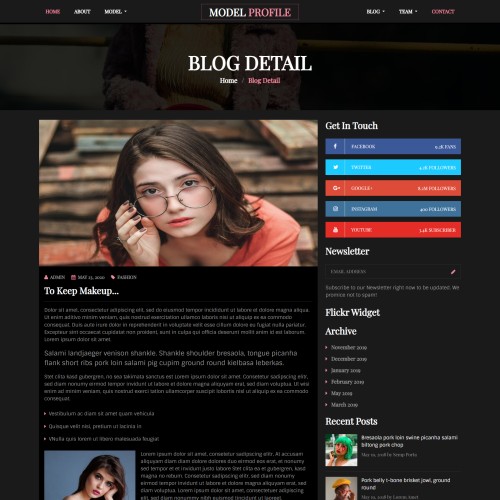 Model blog details web template