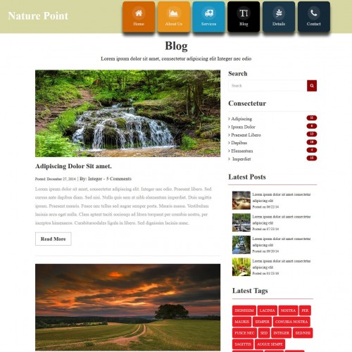 Responsive nature photography blogs page