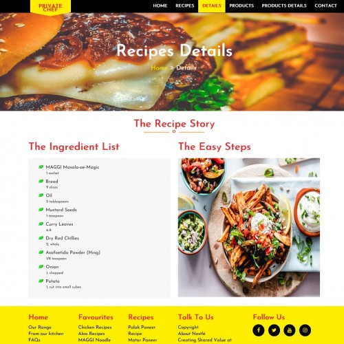 Chef recipe detail web design website