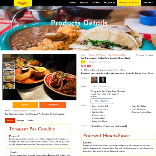 Hotel chefs food products template detail web design