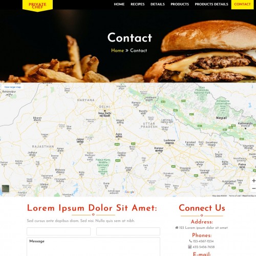 Private chef contact page a web design