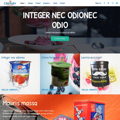 Responsive cow product template home page