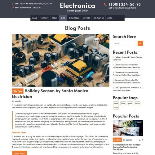 Responsive template electronic blogs page