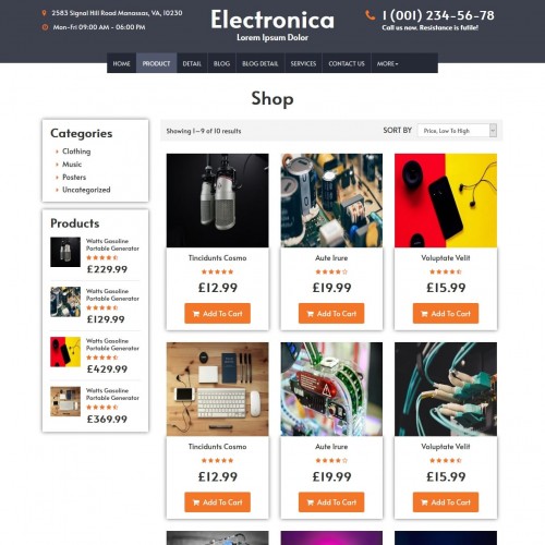 Electronic products list html