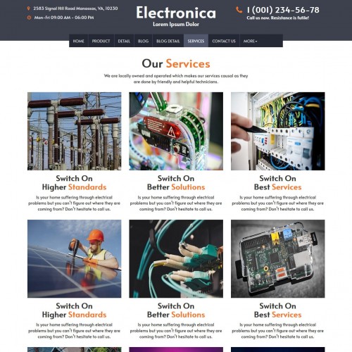 Online electrical shop services page