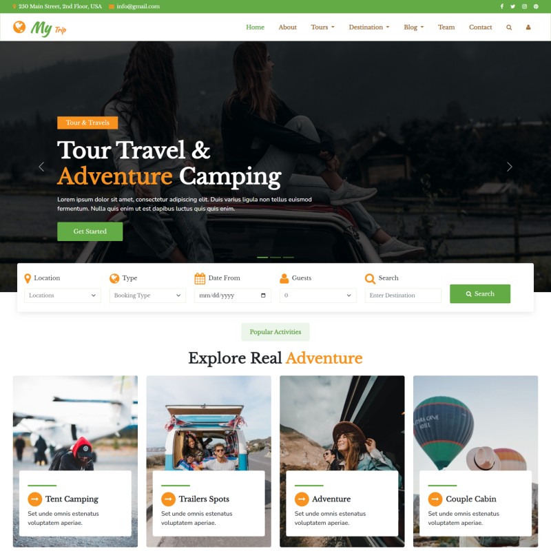 travel booking page