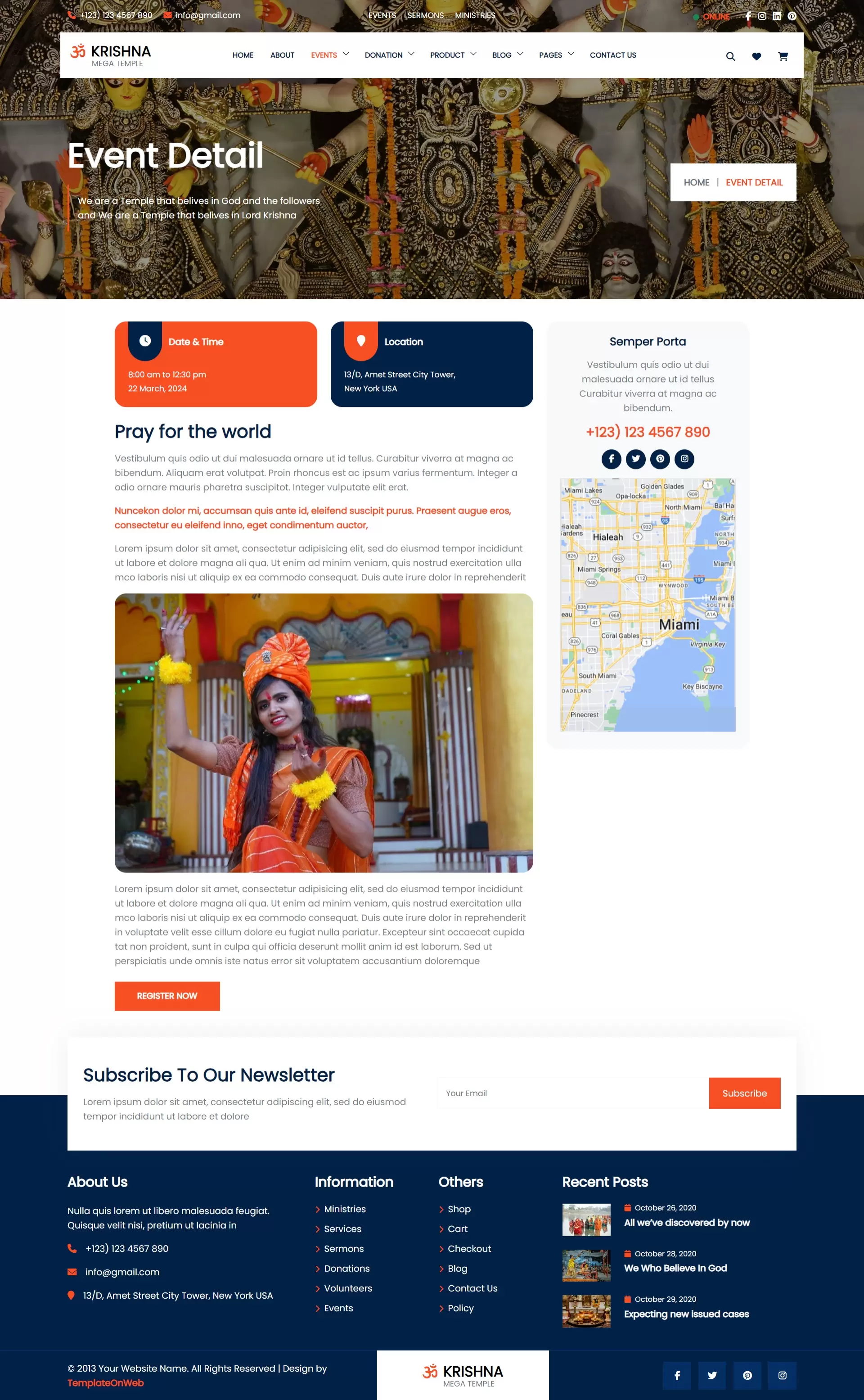 Devasthanam wordpress theme event details page